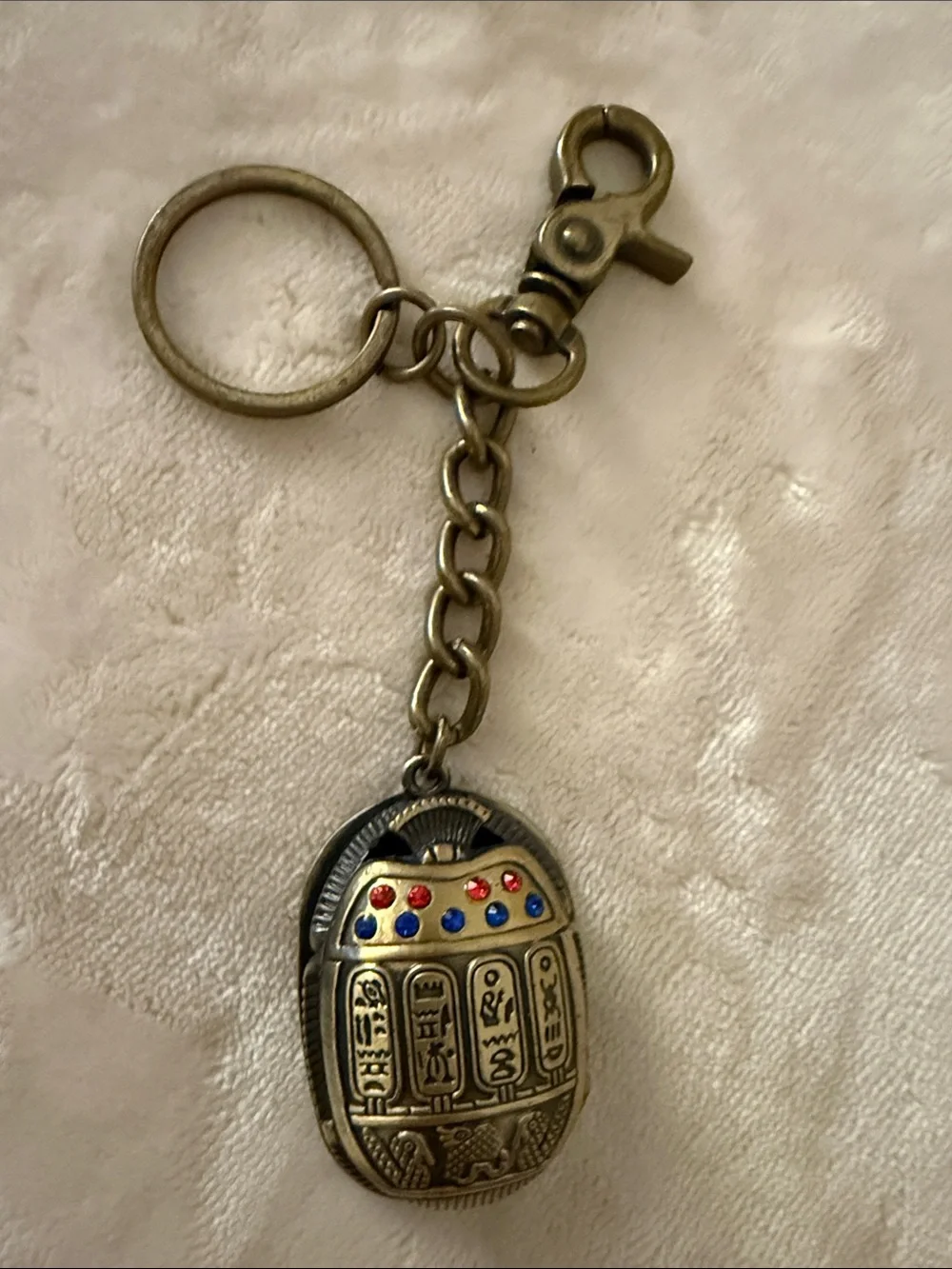 Antique Brass Egyptian Hieroglyph Keychain